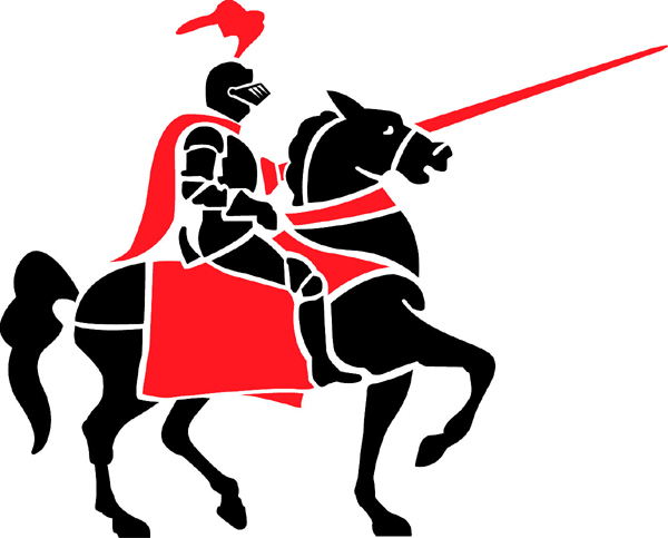 Knight team mascot black and red vinyl sports sticker. Customize on line. Knight 1